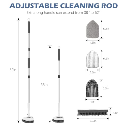 SetSail Tile Tub Floor Scrubber with V-Shaped Grout Brush, White Grey - color: White Grey, size: 2 Pads + V-Shaped Brush