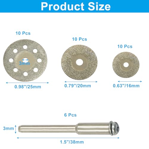Bivethoi 36 Pack Mini Diamond Coated Cutting Off Wheels Discs, Silver - style: 16mm, 20mm, 25mm(36 Pack)
