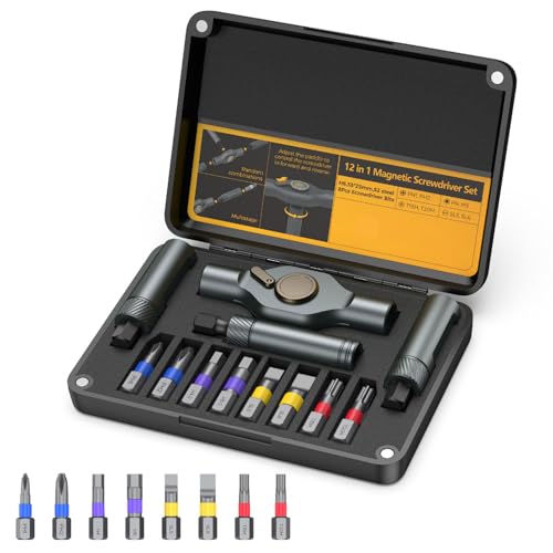 KeeKit Ratchet Screwdriver Set, Detachable Handle, Magnetic Tips, Mini Size