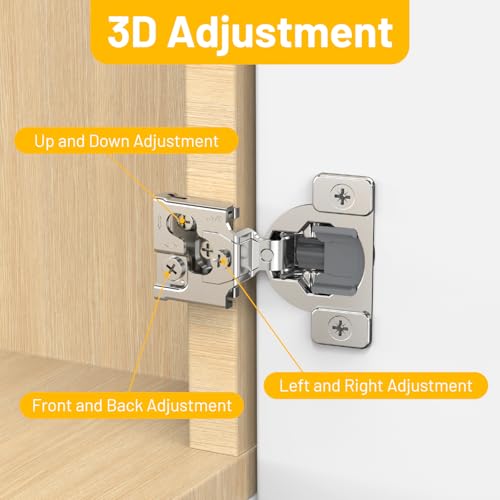 Furniware 20 Pack 10 Pairs 3/4 inch Overlay Soft Close Hinges for Face Frame Kitchen Cabinet Hinges Satin Nickel - 3 Way Adjustability Concealed Soft Close Hinges Damper Self Closing - size: 3/4 inch Overlay