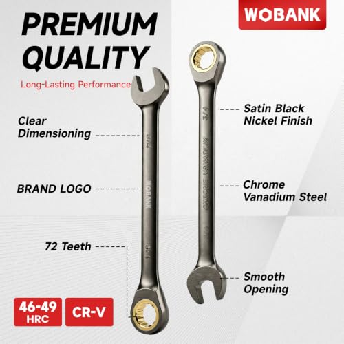 22-Piece Ratcheting Wrench Set, Metric 8-19mm & SAE 1/4-3/4" - size: Regular