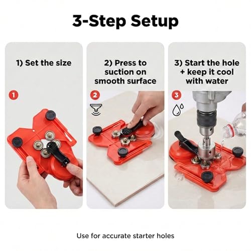 Drilax Adjustable Diamond Drill Guide with Suction Base 1/8 to 3-1/4 Inch