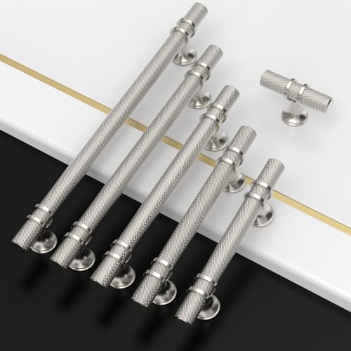 Asidrama 10 Pack 3 Inch(76mm) Knurled Brushed Satin Nickel Kitchen Cabinet Handles, Cabinet Pulls Kitchen Cabinet Hardware Cupboard Handles Drawer Pulls - color: Brushed Satin Nickel, size: 3" Hole Center, style: 10 Pack