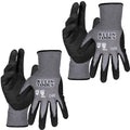 KLEIN TOOLS 60586 Work Gloves, Knit Dipped Cut Resistant ANSI A2 Nitrile Coated Gloves, HPPE Fabric, Touchscreen Capable, X- Large, 2-Pair - size: X-Large