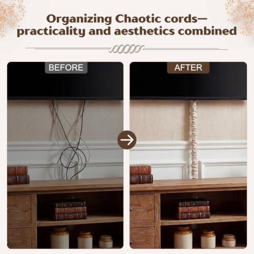 2x3.7ft,2x3.9ft,2x4.2ft 6 Pack Fabric Cord Cover for Electric Wire, Beige - size: 2x3.7ft,2x3.9ft,2x4.2ft