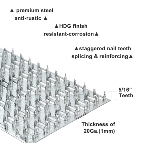 10 Pcs MOZCORN Truss Plates 4x8 Pronged Truss Plates with Nail Teeth Mending Plate for Wood Trusses Construction - size: 4"x8"