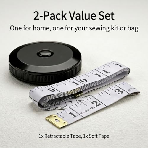 2 Pack Soft Tape Measure Retractable Measuring 60"/150cm Double Scales - color: Black White-2pcs