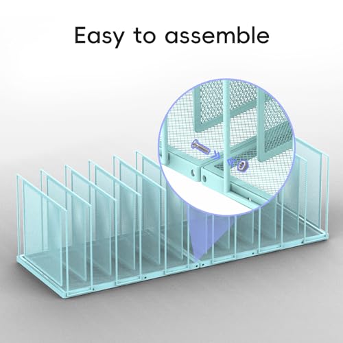 File Organizer for Desk, 11-Section Vertical File Sorter, Paper Holder Organizer Standing Metal File Folder for Office Home Classroom, Blue - color: Blue, size: 1 Pack 11-Section