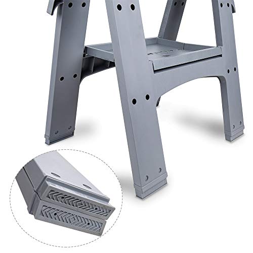Amazon Basics Rectangular Folding Sawhorse, Collapsible, Folds Flat, 900 Pound Capacity, Set of 2, Orange and Grey