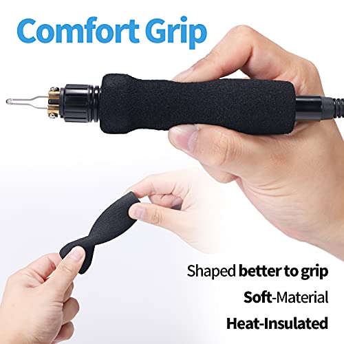 YIHUA 939D-II Pyrography Pen Wood Burning Kit Station 2-in-1 Solid-Point 200~480°C (with Temp Display)/Wire-Nib 250~750°C with 20 Nibs, Solid Points, 1 Stable Pen Holder, 2 Scrap Wood (Blue) - color: Blue