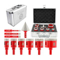 Diamond Core Drill Bits Set - FOCSTOL 10pcs (6/8/10/20/25/28/32/35/50mm+35mm Beveling Chamfer Bit) Hole Saw Kit with Triangle Shank for Porcelain Tile Ceramic Granite Marble - size: KIT8