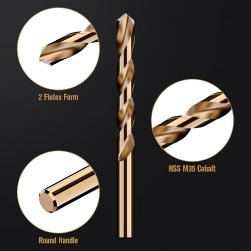 100Pcs(3/64"-3/8") Cobalt Drill Bit Set M35 HSS Jobber Length - size: 100pcs, 3/64"-3/8"
