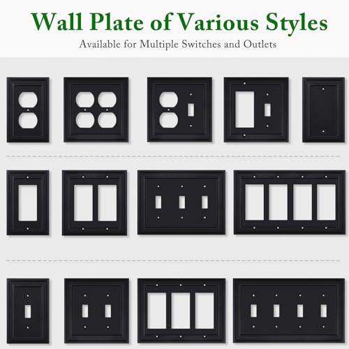 Matte Black Decorative Outlet Covers Wall Plates, Bamboo Fiber Light Switch Covers, Natural Material Electric Receptacle Switch Plate Outlet Cover of various styles (2 Gang Toggle 2 Pack) - size: 2 Gang Toggle 2 Pack
