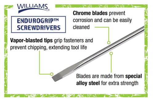 Williams JHW100P-6SD 6-Piece Endurogrip Slotted Screwdriver Set - style: 6 Piece Slotted