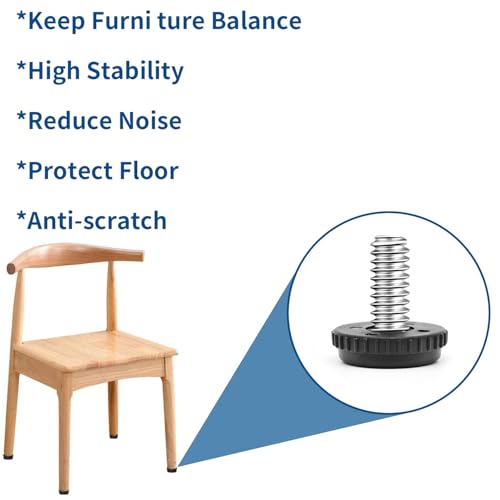 Surf turtle 5/16”-18 Stainless Steel Screw Furniture Leveling Feet,Adjustable Patio Furniture Levelers,4-Pack