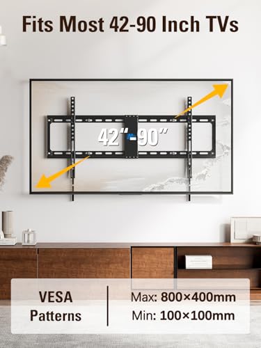 Mounting Dream Fixed TV Wall Mount Low Profile TV Bracket for 42-90 Inch TV - size: Fixed for 42"-90" TV & 16"/18"/24"/32" Studs