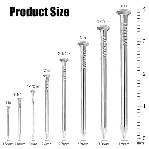 Maozaa 2-1/2 Inch Hardware Nails, 60pcs Stainless Steel 304 Hanging Nails for Hanging Pictures, Long Wood Finishing Nails - size: 2-1/2 Inch