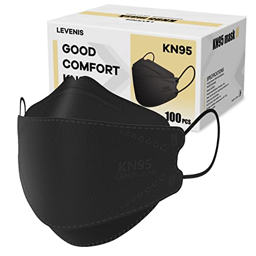 LEVENIS KN95 Face Masks 100 Pack, Breathable Comfortable and Disposable KN95 Mask, Black - color: 100 Pcs Adult-black