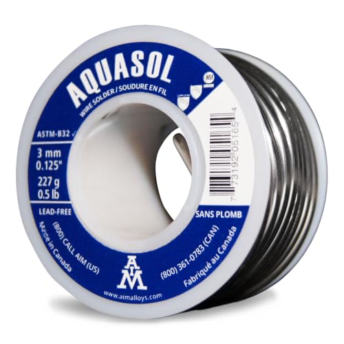 AIM Lead-Free Plumbing Solder, Silver Bearing, 0.125inch dia, 1/2 Lb Spool - size: 0.5lb-227g (3mm-0.125inch)