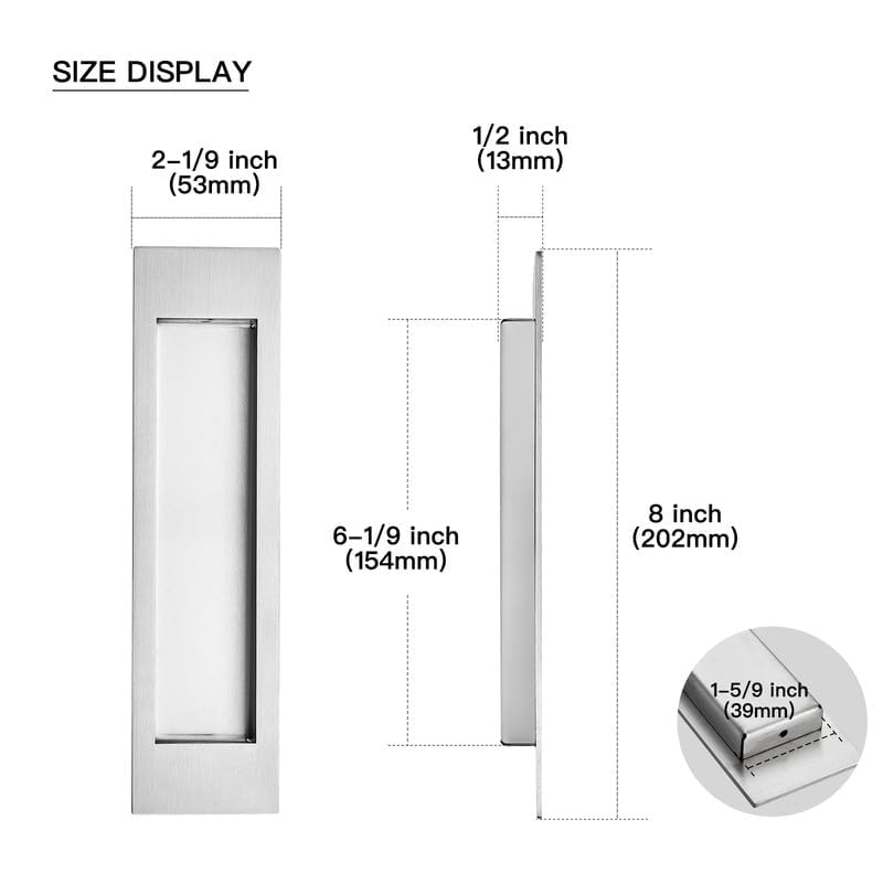 Ravinte 4 Pack Brushed Nickel Sliding Closet Door Handles, 8in Length - color: Brushed Nickel, size: 202mm
