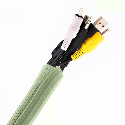 Pixio 10FT Tubing Cable Sleeve – Mint Green 1/2 inch Flexible Cable Management Sleeve for PC, Gaming, TV & Office, Wire Organizer for Desk Cable Cleanup - color: Mint Green