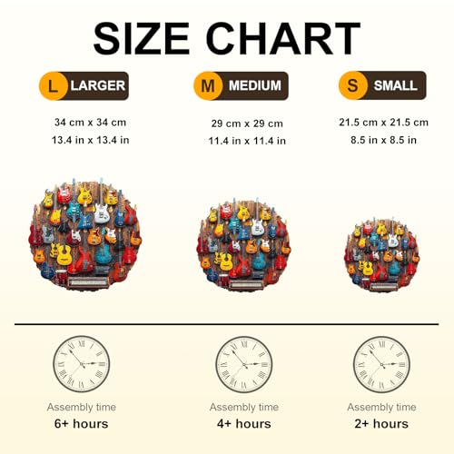 Wooden Puzzle for Adults-Guitar Wall Wood Jigsaw Puzzle-M-205 PCS - color: Guitar Wall, size: Medium