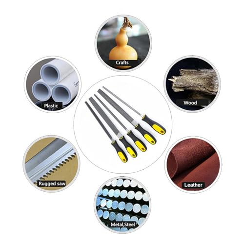 Metal File Set, 5-Piece, 10-inch,High Carbon Steel File,Work for Metal, Wood,Plastic - size: 10 inch Metal File