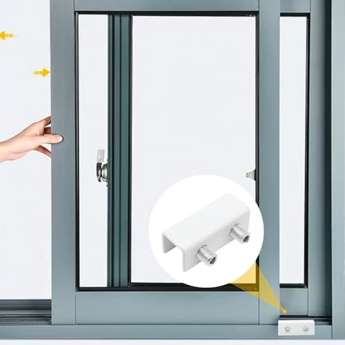 4 Sets Sliding Window Locks, Sliding Door Lock with Keys, White - color: White