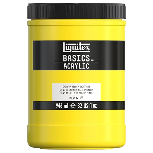 Liquitex BASICS Acrylic Paint, 32-oz Jar, Cadmium Yellow Light Hue - color: Cadmium Yellow Light Hue, size: 32 Fl Oz (Pack of 1)