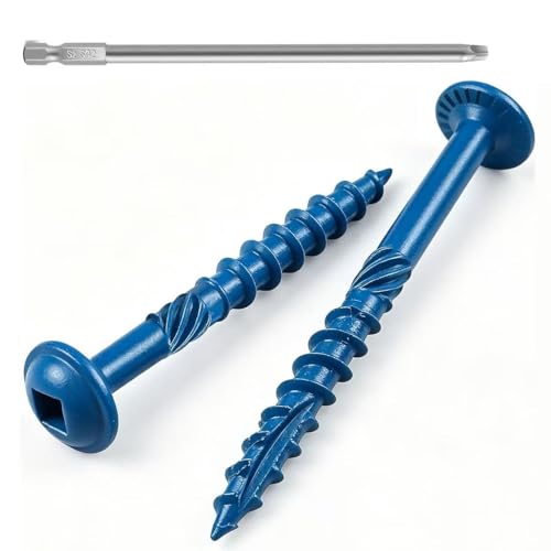 #8x1-1/2 Pocket Hole Screws 100Pcs Blue Coated Wood Screws for Woodworking - size: #8x1-1/2"
