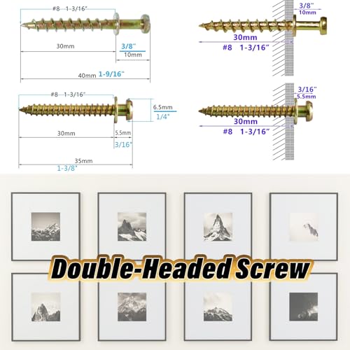 50Pcs 2 Size Bear Claw Drywall Picture Hangers Screws for Frame-Gold - size: Color zinc mix