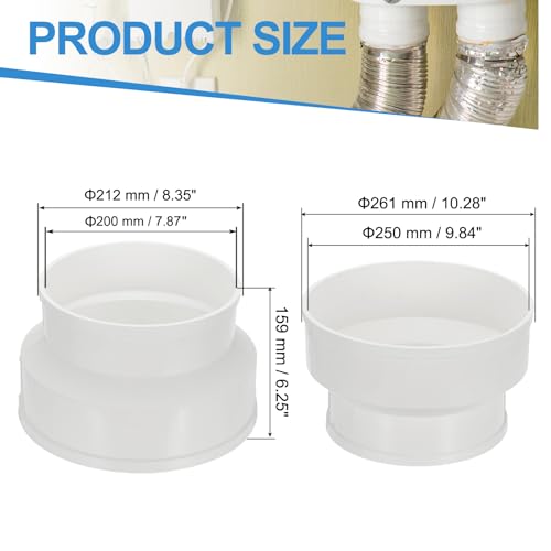 PATIKIL 10" to 6" Duct Reducer, PVC Pipe Increaser Adapter Ducting Airflow Tube Pipe Fittings for DWV (Drain, Waste and Vent) Ventilation Ducting, White - size: 10" to 6" (7.87")