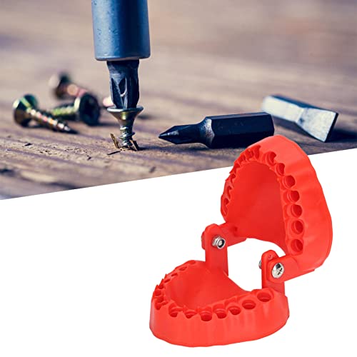 Magnet Denture Drill Bit Holder,Portable 28 Drill Bits Denture Bit Holder Desk Gadget Decor Tool (Red) - color: Red