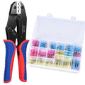 Wire Crimping Tool AWG 22-10 with 120PCS Heat Shrink Wire Connectors, Electrical Crimping Tool for Heat Shrink, Nylon, Non-Insulated Connectors, Wire Crimper Kit for Ring Fork Spade Splice