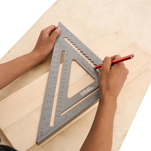 BLACK CANYON 12 Inch Aluminum Rafter Square, Durable Carpenter Tool with 1/8 Inch Graduations for Woodworking - size: 12"