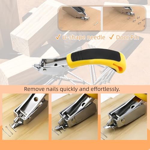 4Pcs Upholstery Staple Remover Tool Set Nail Puller, Staple Puller Set Including End Cutting Plier, Tack Pullers, Carpet Remover, Removing Staples from Construction Furniture Floor Wall Wooden