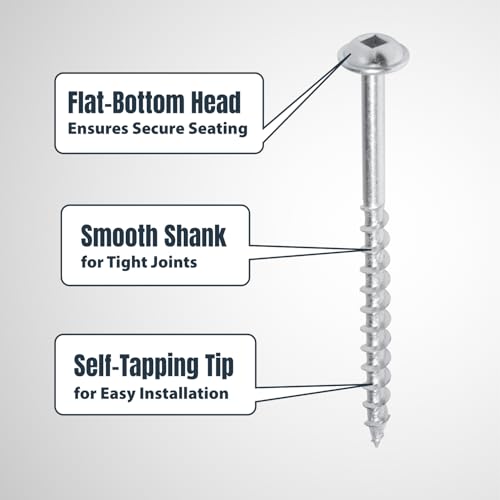 POWERTEC 100 PK Pocket Hole Screws, Maxi-Loc Head, #2 Square Drive, 2-1/2" Coarse Thread for Pocket Hole Jig, Heavy-Duty Workbenches, Lumber, Large Table Legs & Planter Boxes (72266) - style: 100PK 2-1/2" Coarse Maxi-Loc Screws