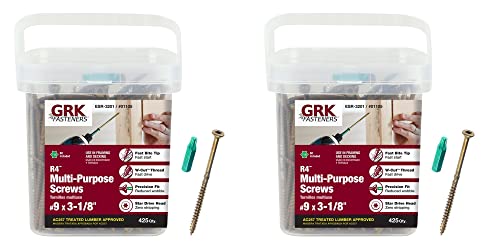 GRK 01105#9x3-1/8 Star Drive Bugle Head Climatek Coated Steel R4 Multi-Purpose Screws, 850/Box - size: #9 x 3-1/8" 850 count