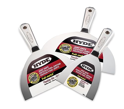 Hyde Drywall Knife Set, Paint Scraper Tool Set - Premium Full Metal 4'' 6'' & 8'' Joint Knife: Professional Grade, Ergonomic, Rust Resistant, Drywall Tools - size: 4",6", 8"