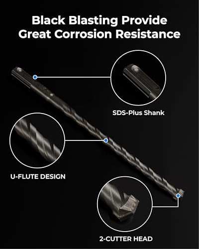 toolant Rotary Hammer Drill Bits Set with Chisels-Masonry Drill Bit Set,SDS Plus 17PCS Concrete Masonry Hole Tool with Storage Case for Concrete, Stone, Brick - size: 17PCS with chisels