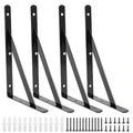 4 Pack L16 x H 10" Heavy Duty Shelf Brackets with Screws Open Floating Shelving Bracket L Brackets Black Metal Shelf Brackets for Shelves, Room, Pantry,Garage - size: L 16" x H 10" x W 1", style: 4 Pack-Black