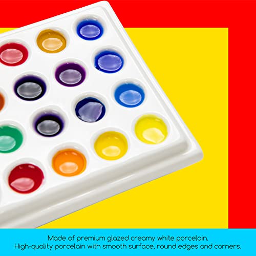 MEEDEN 24-Well Ceramic Watercolor Paint Palette with Cover - size: 24-well