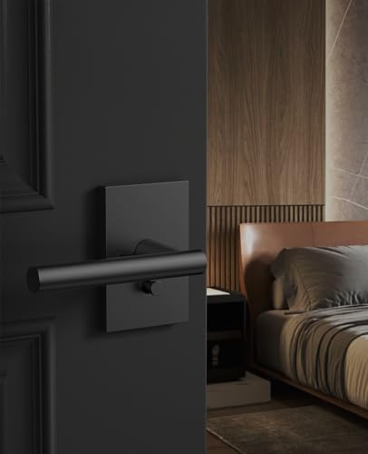 Amerdeco 10 Pack Matte Black Privacy Interior Door Handles - color: Matte Black