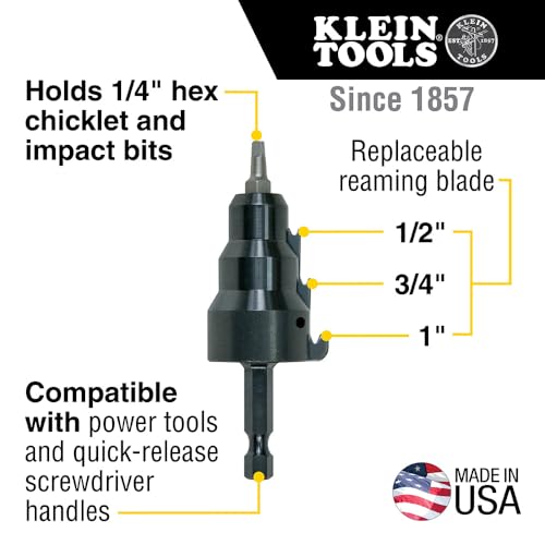 Klein Tools 85091 Klein Tools 85091 Power Conduit Reamer with Improved Bit Retention, 1/2-, 3/4- and 1-Inch, Made in USA - style: Conduit Reamer