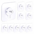 Adhesive Wall Hooks Heavy Duty, No-Drill Clear Hooks for Bathroom and Kitchen, Water-Resistant Holders for Towels, Keys and Small Accessories, 10 Pack