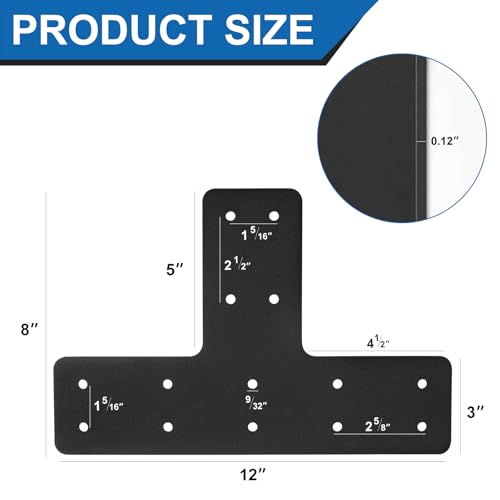 T Post Bracket 4pcs,12"x8" Flat Mending Plate,T Shape Brackets - style: T-shape(12X8X3)