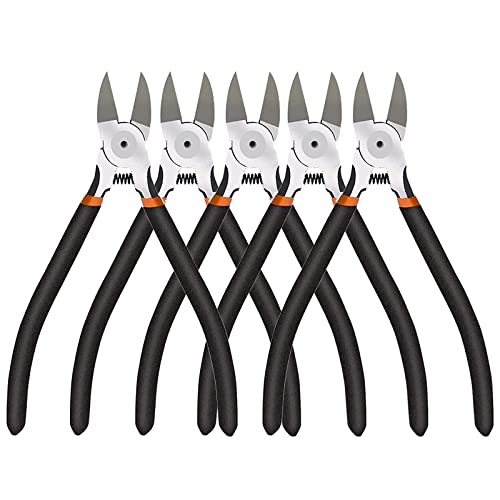 BOENFU Wire Cutters Heavy Duty 5 Pack Side Cutters 6 Inches Wire Snips Flush Cut Pliers Metal Cutting Tool for Crafting, Floral, Artificial Flowers, Chicken Wire, Electrical - color: 6 Inches - 5 Pack - Black Handle