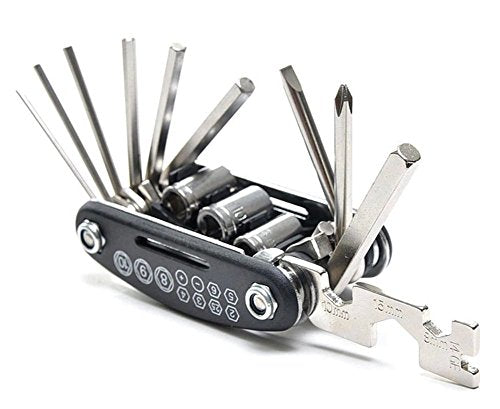 Motorcycle Bike Mechanic Repair Tool Kit with 16 In 1 Multi-Function Allen Key Multi Hex Wrench Screwdriver for Home Outdoor Travel Camping Sport Bicycle Cycling