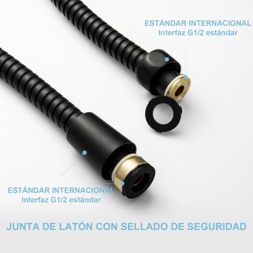 OFFO Shower Hose, Kink Free Stainless Steel Shower Hose Attachment Electroplating Handheld Shower Head Hose Flex Hoses Extension with Brass Insert & Nut for Pet Bathing Cleaning 60 in, Matte Black - color: Matte Black, size: 60 in