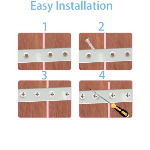 8PCS 5.3 Inch White Flat Straight Brackets Corner Fixing Joining Plate, Iron Mending Plates Repair Brace Connector for Wood Furniture Joining with Screws - size: 5.3 Inch